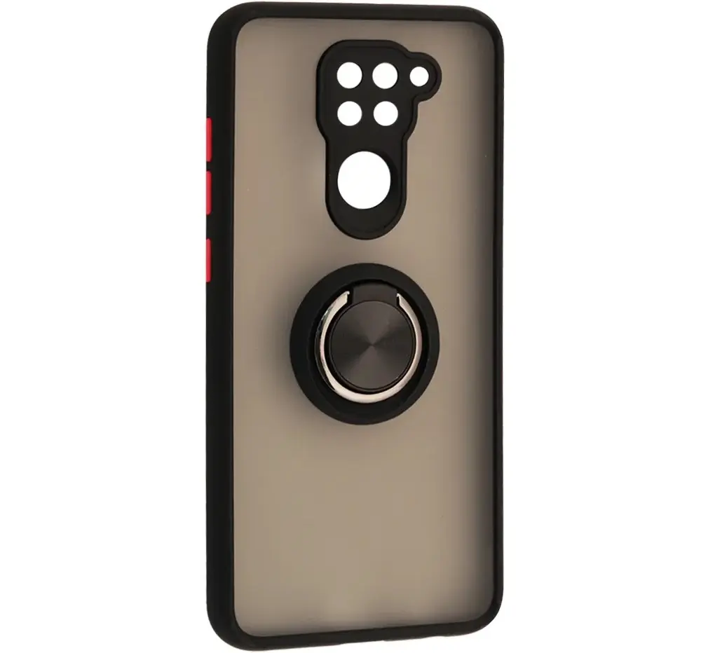 Totu Ring Series Matte Magnet Case for Xiaomi Redmi Note 9 Black