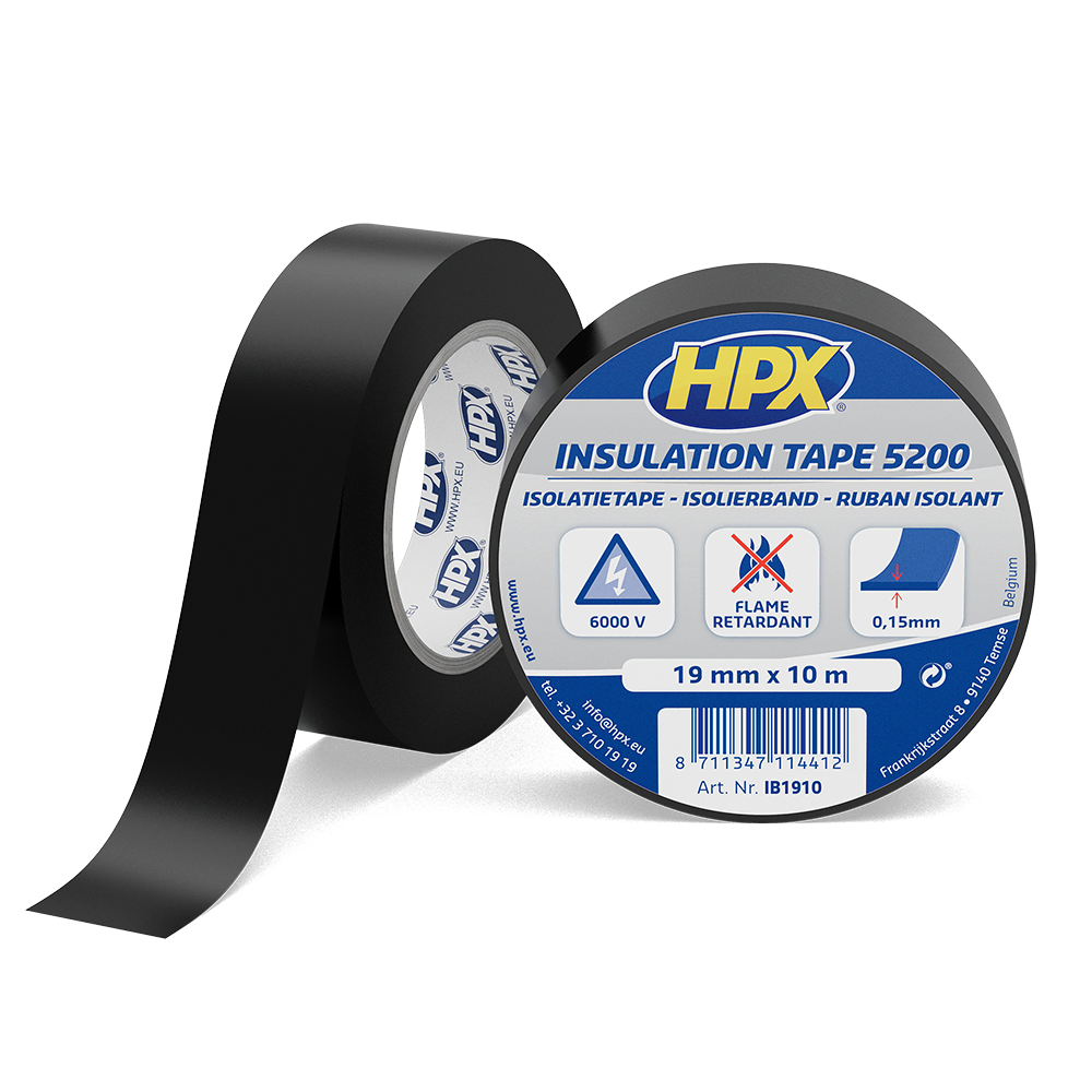 Insulating tape HPX 5200, 19 mm, 10 m, black