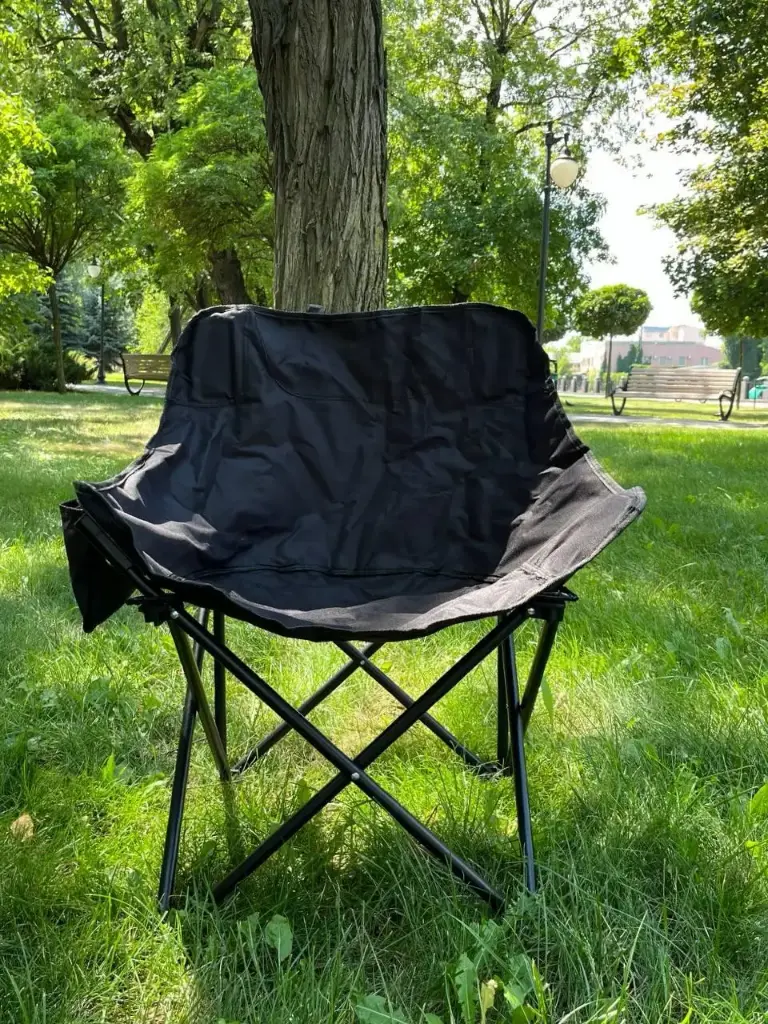 Folding tourist chair 44*44*70 cm with steel frame, black