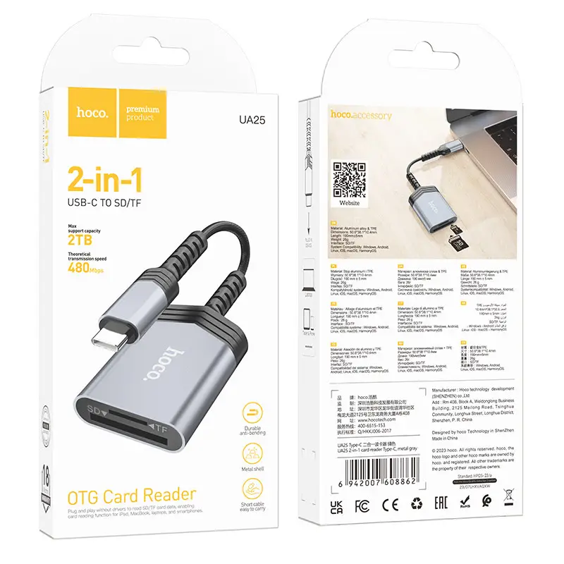 Card Reader (Перехідник OTG) Hoco UA25 2-in-1 Type-C to SD+TF 2TB 480Mbps