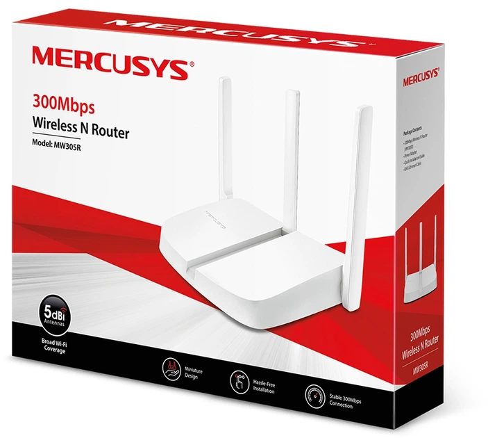 Wi-Fi роутер Mercusys MW305R_V2 (3xFE LAN, 1xFE WAN, 802.11n, 3 антени) білий