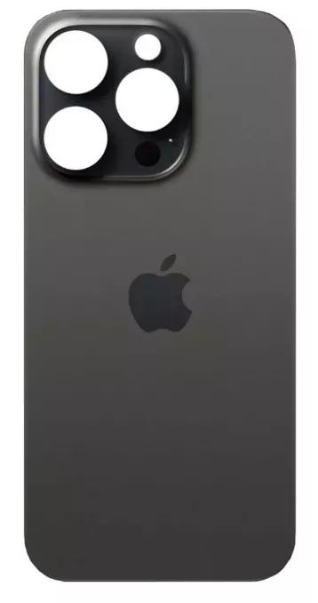 Back glass of the Apple iPhone 15 Pro Black Titanium (gray)