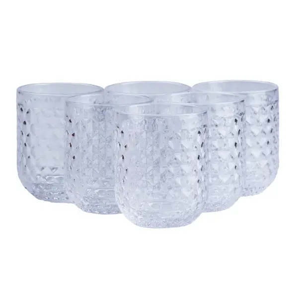 A set of thick glass glasses under a crunch of 6 pieces of 300 ml