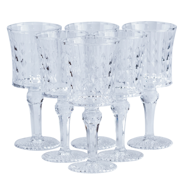 A set of glass glasses made of thick glass 6 pcs of 250 ml, transparent