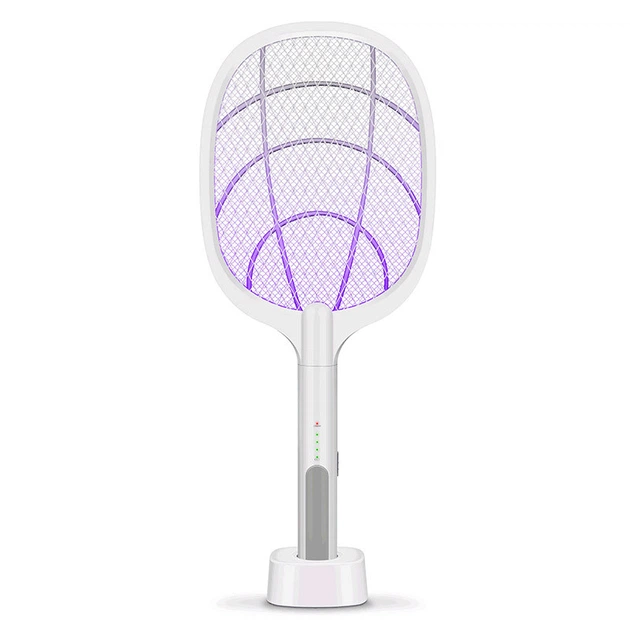 Battery Fly Swatter-Rocket DW-947 Insect Trap with UV Lamp and Docking Station (White)