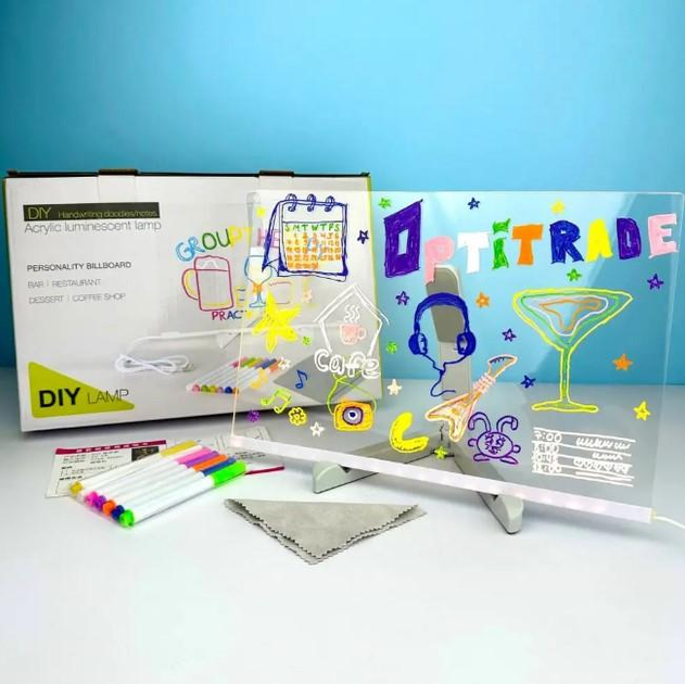 Світлодіодна дошка для малювання та нічник DIY Lamp з USB + фломастери
