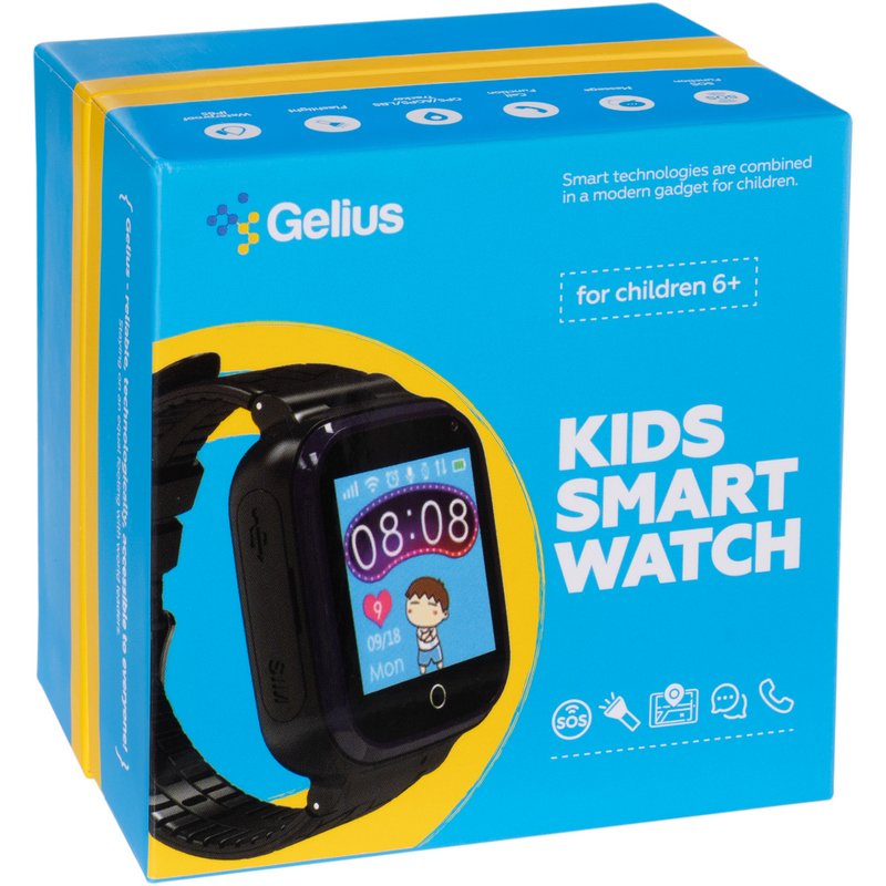 Дитячий смарт годинник Gelius GP-PK007 (Ocean) з GPS трекером Black