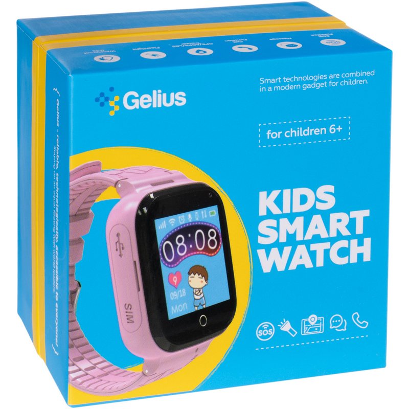 Children's smart watch Gelius GP-PK007 (Ocean) with GPS tracker Pink