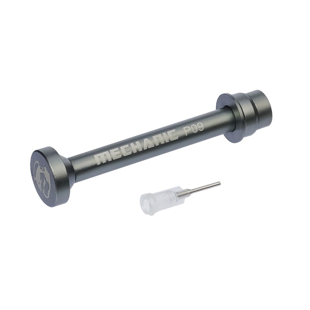 Aluminum pusher Mechanic P09, for a syringe with flux, complete with a G14A nozzle