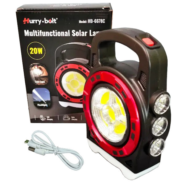 Ліхтар 6678С-3LED+5COB, Power Bank, Li-Ion аккумулятор, Waterproof, сонячна батарея, ЗУ Micro