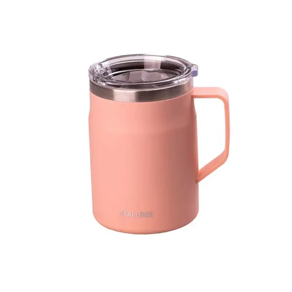 550 ml stainless steel thermos mug with seal lock lid, peach