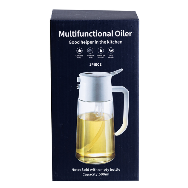 Bottle for oil and vinegar with spray, black