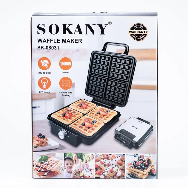 Вафельниця для товстих вафель Sokany SK-08031 з антипригарним покриттям, сталь.