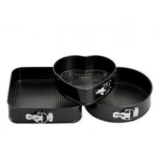 Set of baking molds circle/heart/square, black