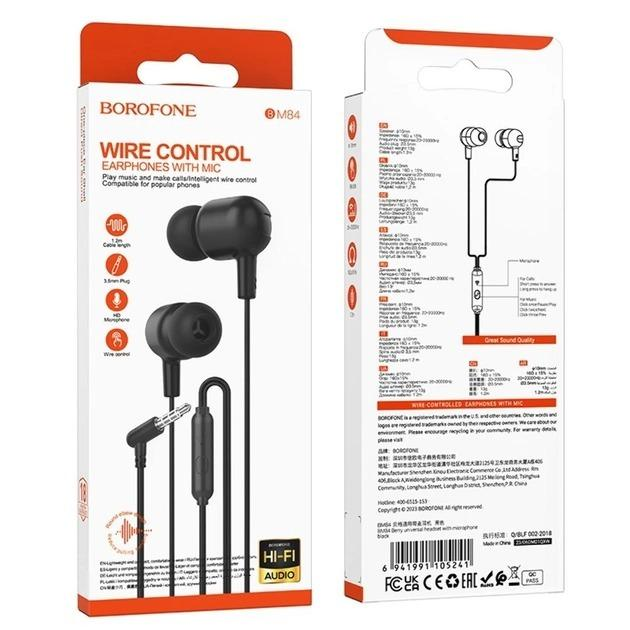 Borofone BM84 Berry Headphones with Microphone (Black)