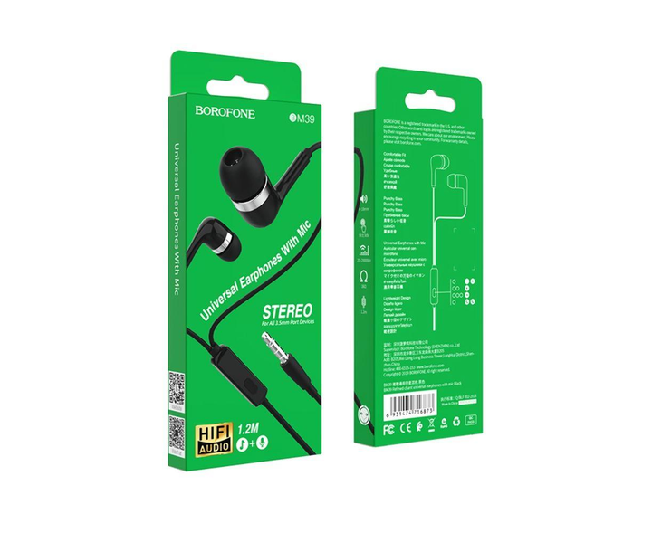 Borofone BM39 Refined chant headphones with microphone (Black)