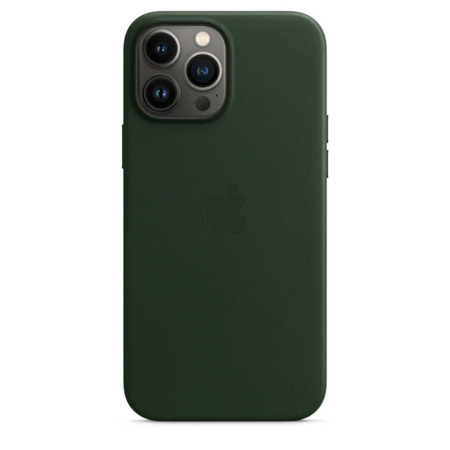 Накладка Leather Case WCMS +MagSafe Box IPhone 14 Pro зелений