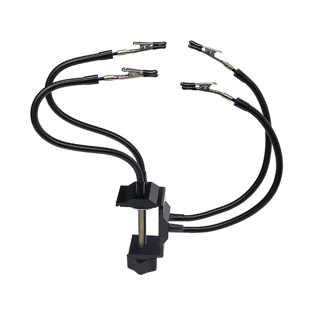 PCB holder with clamp and clips on flexible legs (4 pcs)