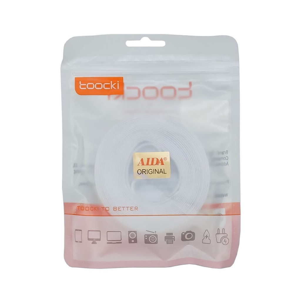 Toocki Cable Organizer for Wire Ties with Velcro, 10 mm x 3 m, white