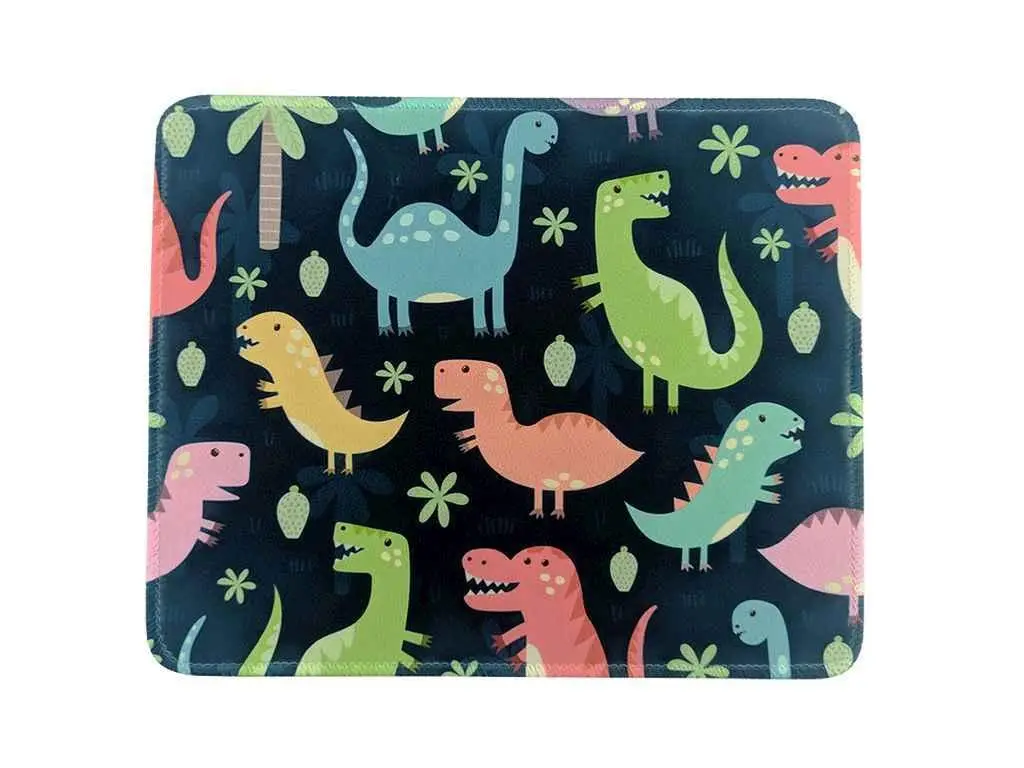 Mouse pad 250x210mm children's dinosaurs with side embroidery, anti-slip base