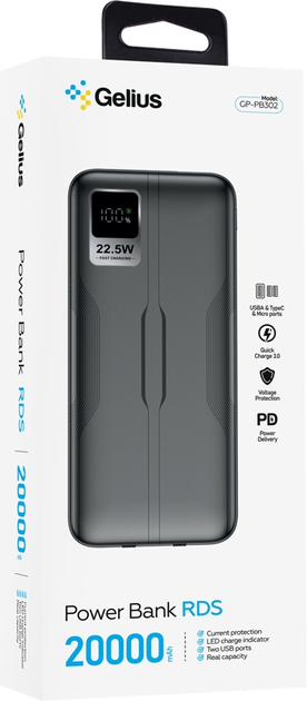 Gelius RDS GP-PB302 20000Mah 22.5W (QC/PD) Black