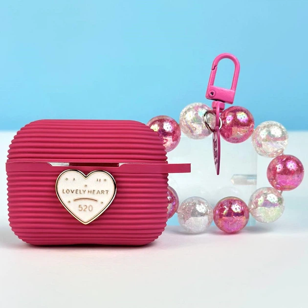 Silicone case Lovely Heart for AirPods Pro 2 raspberry