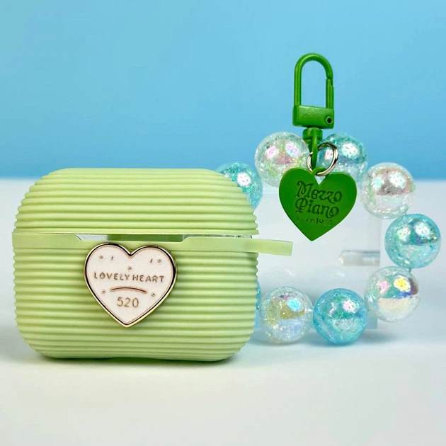 Silicone case Lovely Heart for AirPods Pro 2 салатовий
