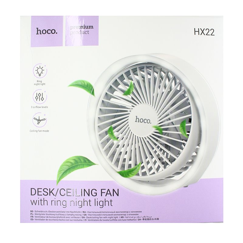 Настільний бездротовий вентилятор Hoco HX22 white