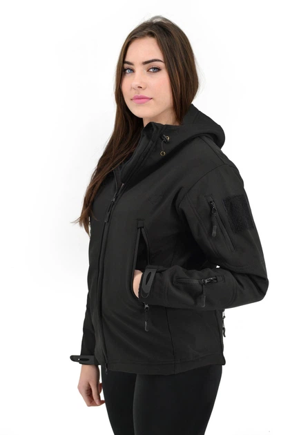 Тактична жіноча куртка Eagle Soft Shell із флісом Black XS