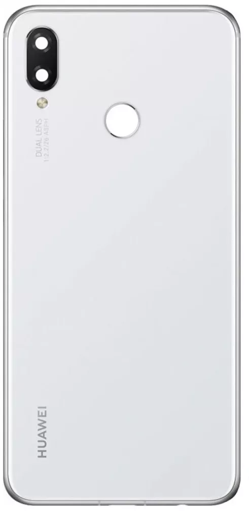 Задня панель корпусу Huawei Nova 3i, P Smart Plus, біла, зі склом камери