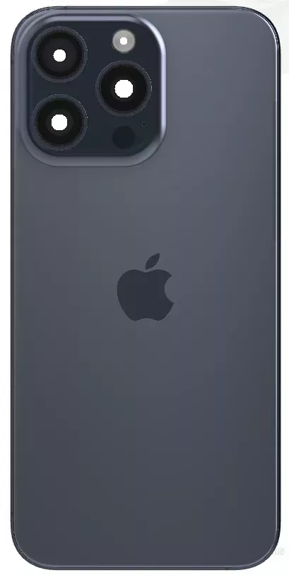 Задня панель корпусу для iPhone 15 Pro Max, синя, зі склом камери, small hole
