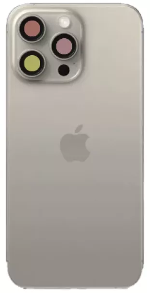 Back cover for iPhone 15 Pro, white, with camera glass, small hole