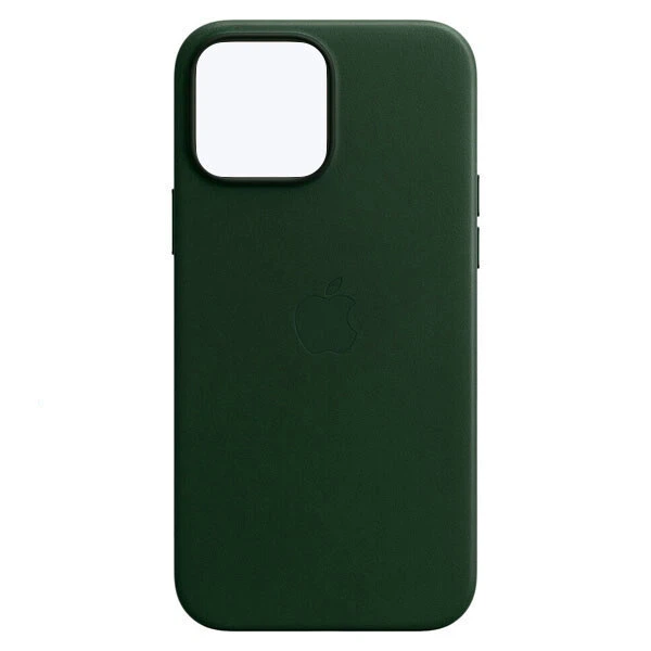 Накладка Leather Case WCMS +MagSafe Box IPhone 13 темно-зелений