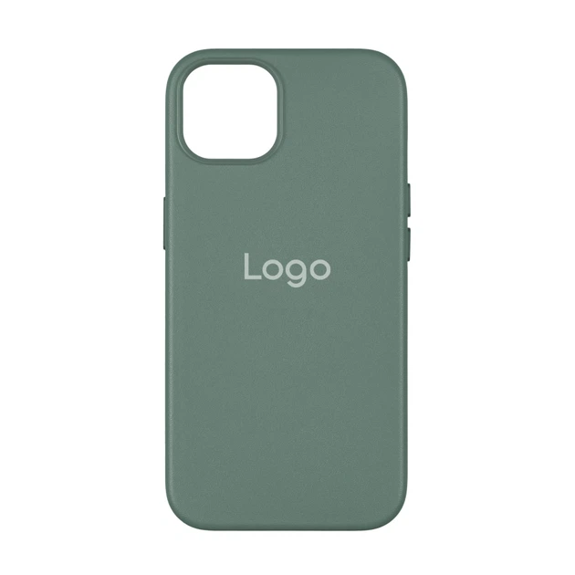 Накладка Leather Case WCMS +MagSafe Box IPhone 14 зелено-сірий