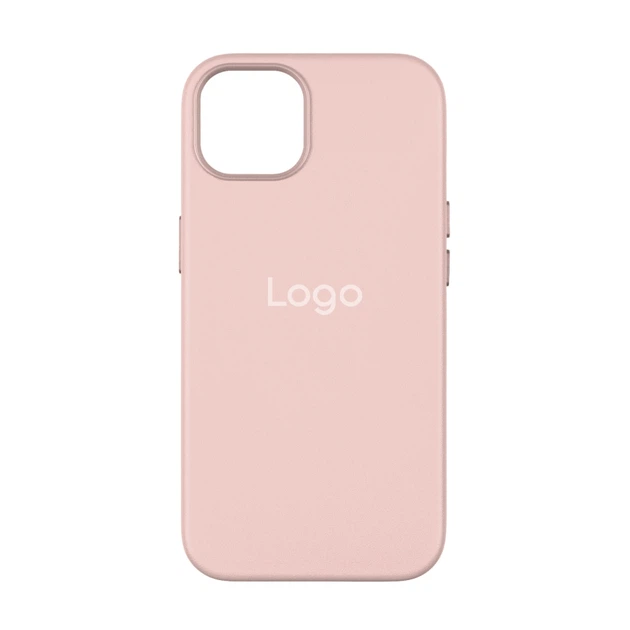 Накладка Leather Case WCMS +MagSafe Box IPhone 14 рожевий