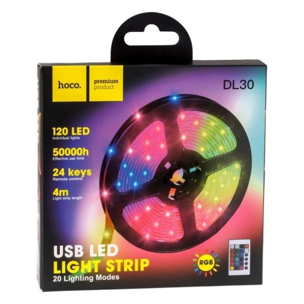 LED Стрічка Hoco DL30 Plus 4м 5050 (Чорний)