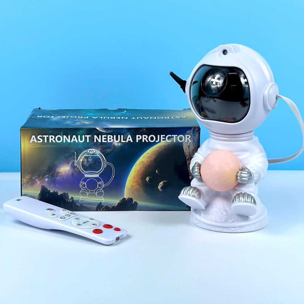 Проектор Astronaut Star з місяцем RGB Bluetooth (21см) (Білий)