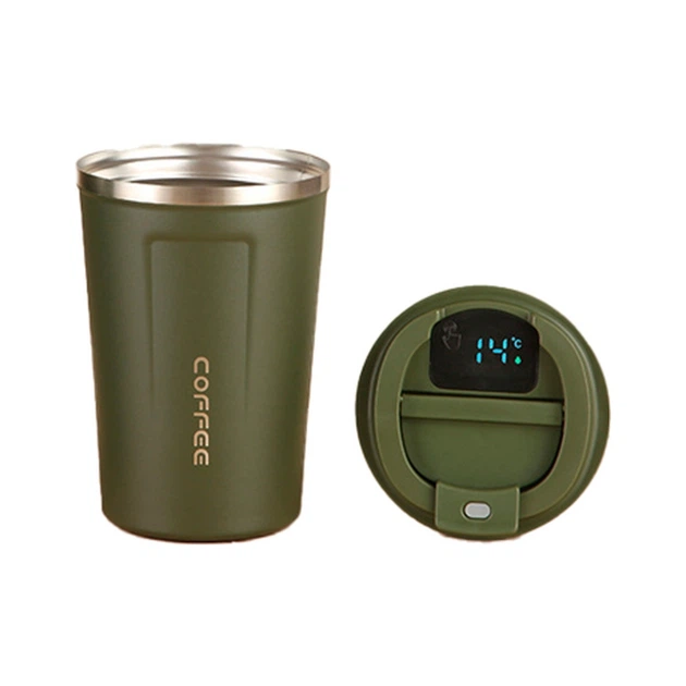 Coffee thermo cup 380 ml with temperature sensor, green