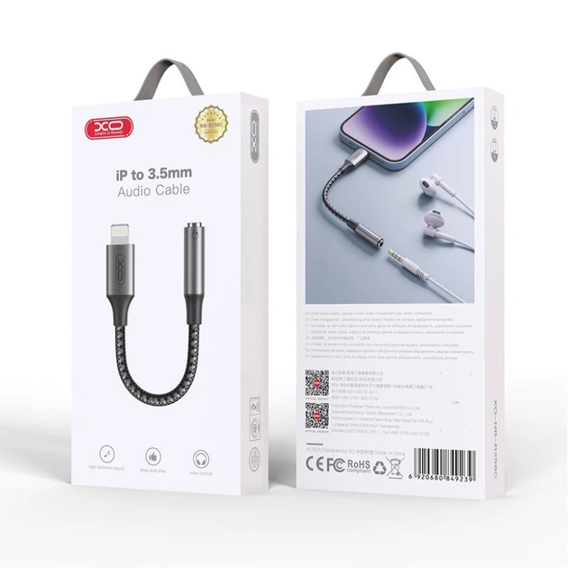 Перехідник XO NB-R258C Lightning to 3.5mm (Сірий)