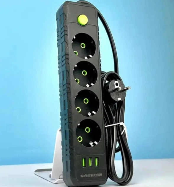 UA Power F03 extension cord for 3 outlets 4m (Black)