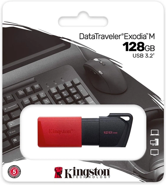 USB 128GB 3.2 Kingston DataTraveler Exodia M чорно-червона