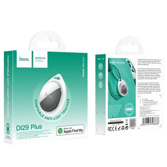 Hoco DI29 Plus GPS tracker with a white key chain
