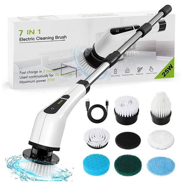 Electric cleaning brush ANS 8050 with 7 attachments (White)