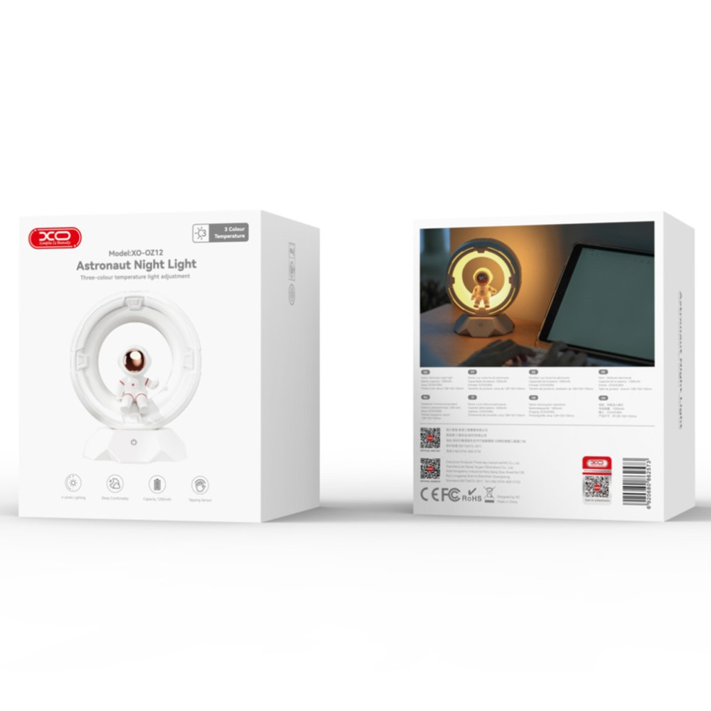 Нічник XO OZ12 Spaceman триколірний 1200mAh (Білий)