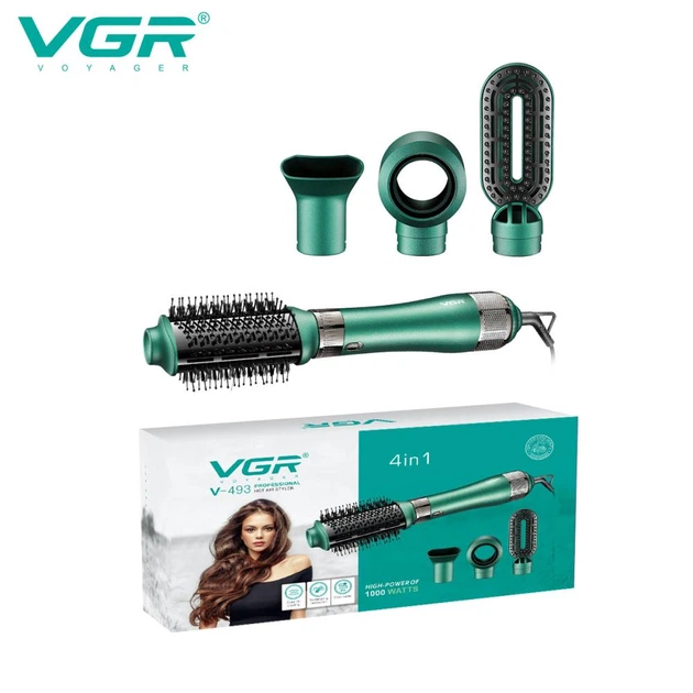 Professional hair dryer VGR V-493 4in1 (4-nozzles, 3-speed modes) green