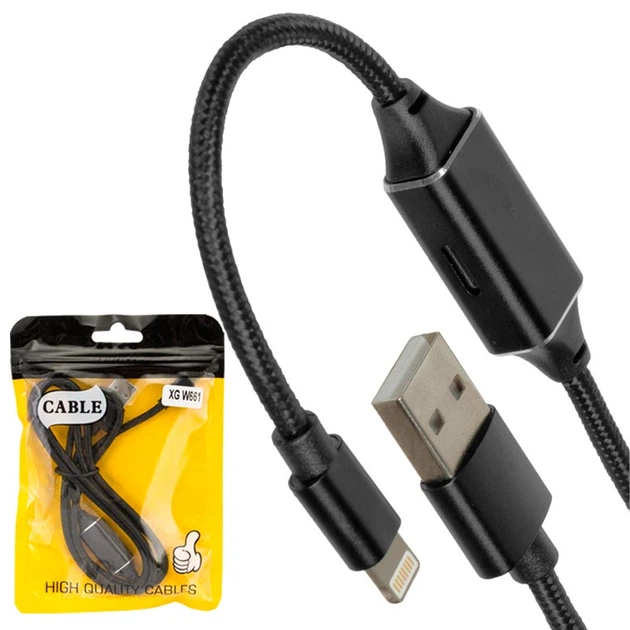 USB cable XG W661 2in1 + adapter USB - Lightning + Lightning Audio technical package (black)