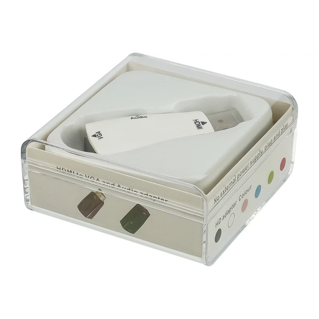Адаптер перехідник HDMI - VGA (F) + AUX (3.5) білий