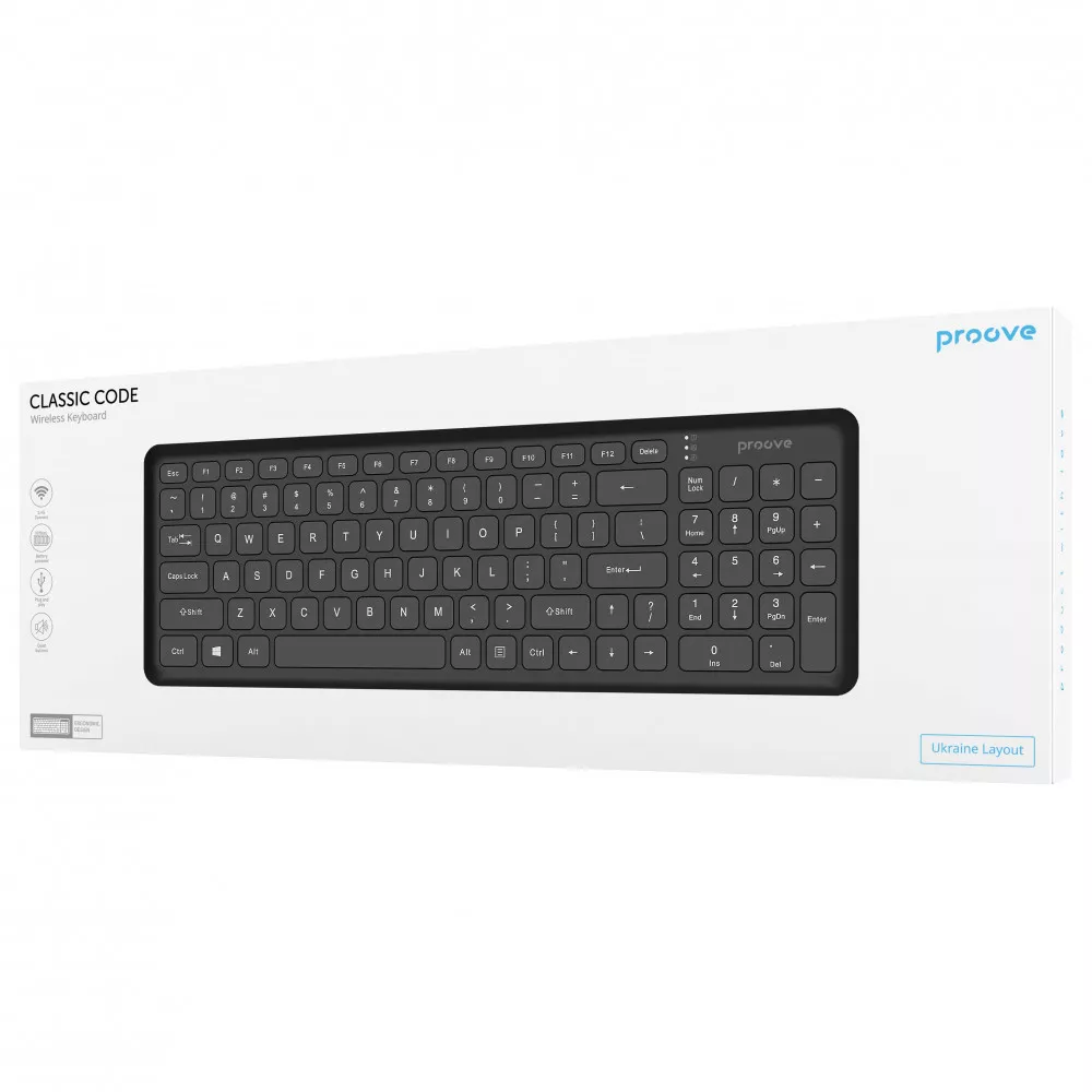 Proove Classic Code Wireless Keyboard (Ukraine Layout) Black