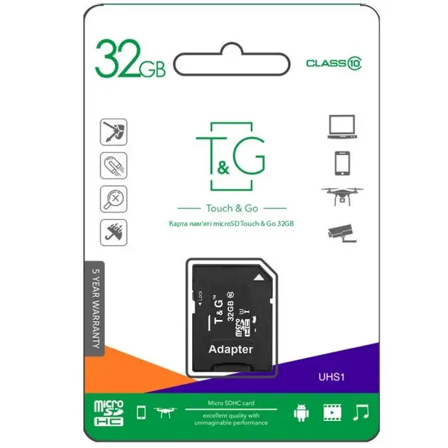 Карта пам'яті Micro SD 32GB (10) (+adapter) T&G UHS-III
