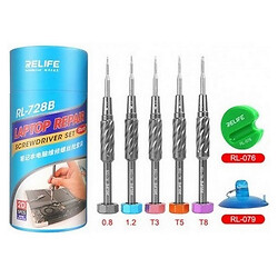 Relife RL-723 screwdriver set (fixed torque handle (5kgf/cm), bits: T1, +1.5, Y0.6, *0.8, Pinhead 2.5)